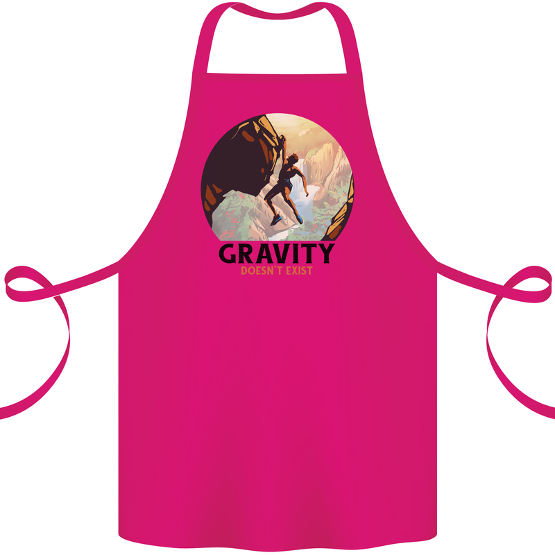 Rock Climbing Gravity Doesnt Exist Climber Cotton Apron 100% Organic Pink
