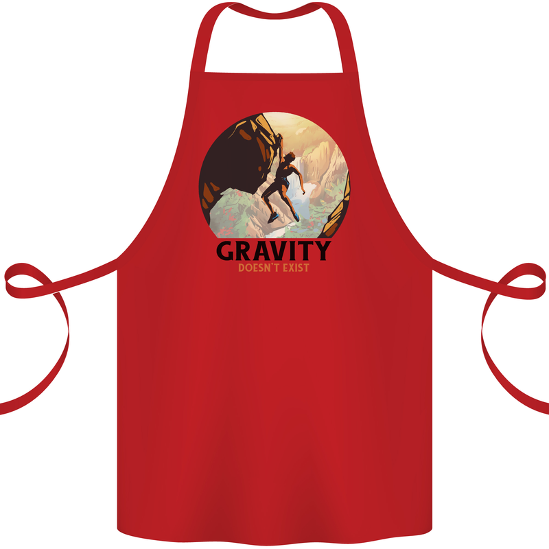 Rock Climbing Gravity Doesnt Exist Climber Cotton Apron 100% Organic Red