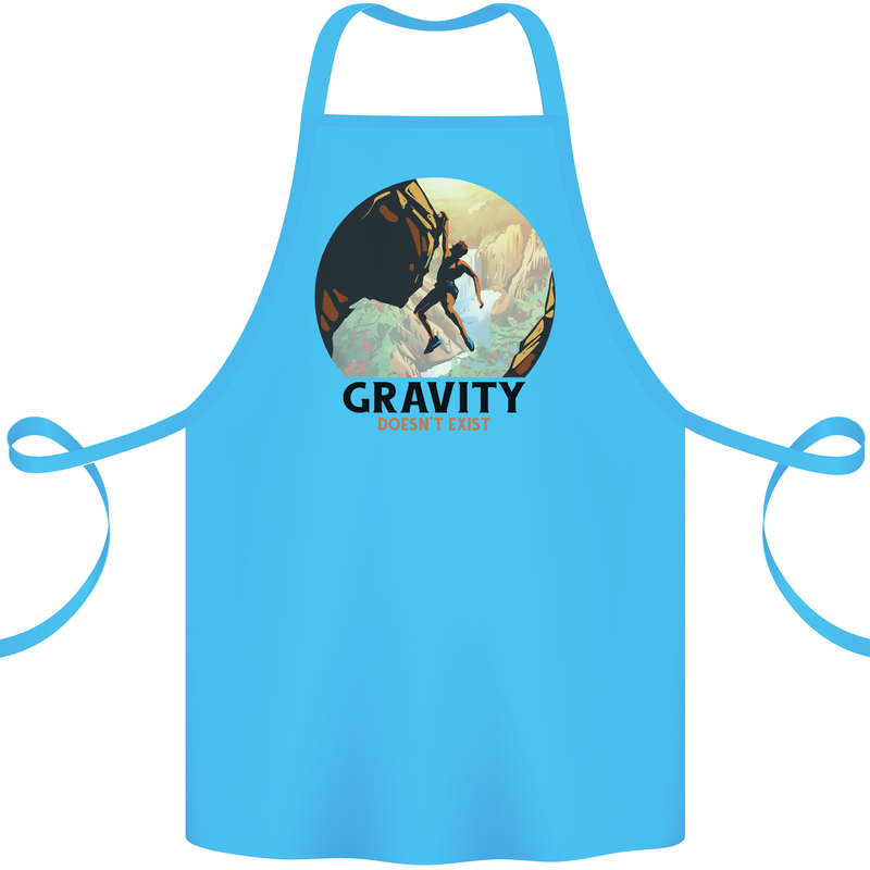 Rock Climbing Gravity Doesnt Exist Climber Cotton Apron 100% Organic Turquoise