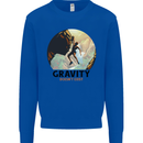 Rock Climbing Gravity Doesnt Exist Climber Kids Sweatshirt Jumper Royal Blue