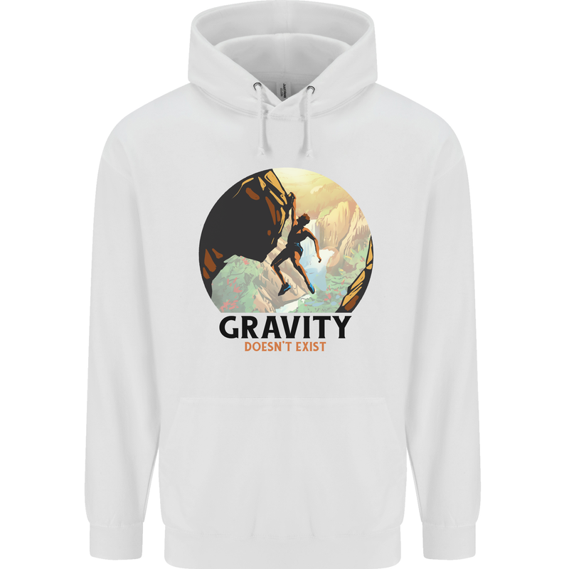Rock Climbing Gravity Doesnt Exist Climber Mens 80% Cotton Hoodie White