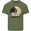 Rock Climbing Gravity Doesnt Exist Climber Mens Cotton T-Shirt Tee Top Military Green