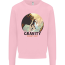 Rock Climbing Gravity Doesnt Exist Climber Mens Sweatshirt Jumper Light Pink