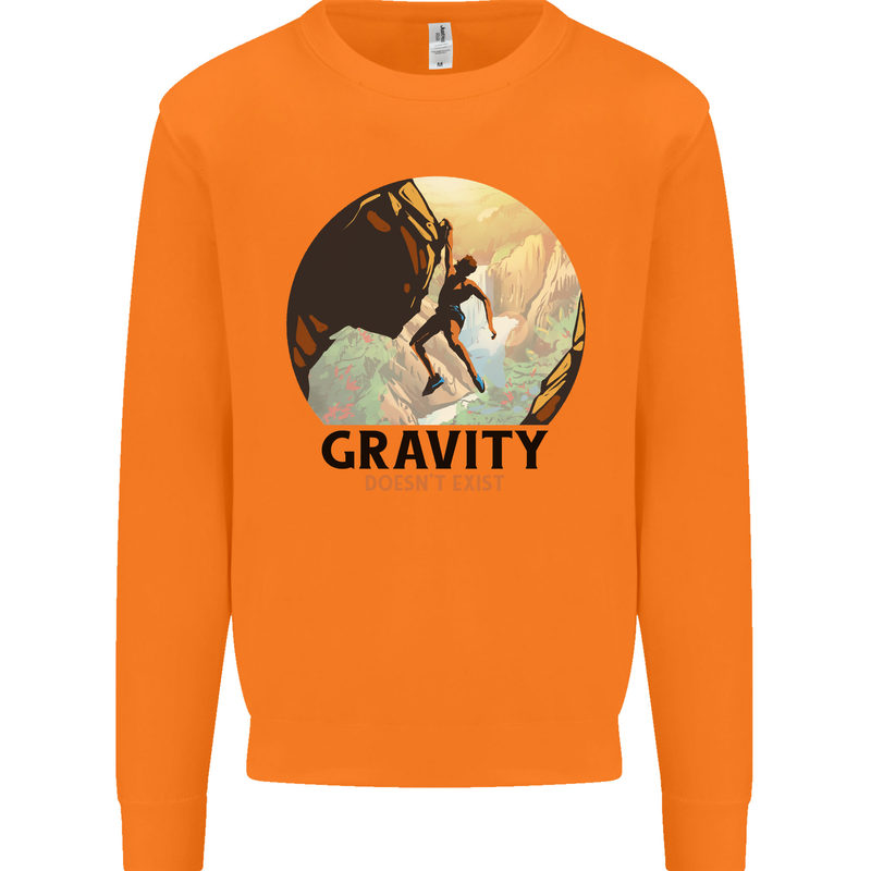 Rock Climbing Gravity Doesnt Exist Climber Mens Sweatshirt Jumper Orange