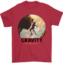 Rock Climbing Gravity Doesnt Exist Climber Mens T-Shirt 100% Cotton Red