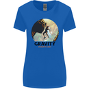 Rock Climbing Gravity Doesnt Exist Climber Womens Wider Cut T-Shirt Royal Blue