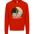Rock Climbing Gravity Doesnt Exist Funny Climber Kids Sweatshirt Jumper Bright Red