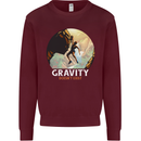 Rock Climbing Gravity Doesnt Exist Funny Climber Kids Sweatshirt Jumper Maroon