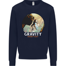 Rock Climbing Gravity Doesnt Exist Funny Climber Kids Sweatshirt Jumper Navy Blue