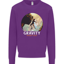 Rock Climbing Gravity Doesnt Exist Funny Climber Kids Sweatshirt Jumper Purple