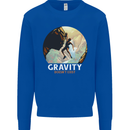Rock Climbing Gravity Doesnt Exist Funny Climber Kids Sweatshirt Jumper Royal Blue