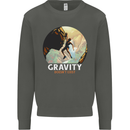 Rock Climbing Gravity Doesnt Exist Funny Climber Kids Sweatshirt Jumper Storm Grey