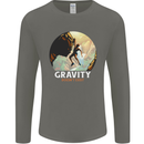 Rock Climbing Gravity Doesnt Exist Funny Climber Mens Long Sleeve T-Shirt Charcoal