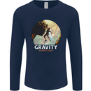 Rock Climbing Gravity Doesnt Exist Funny Climber Mens Long Sleeve T-Shirt Navy Blue