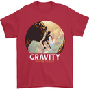 Rock Climbing Gravity Doesnt Exist Funny Climber Mens T-Shirt 100% Cotton Red