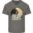 Rock Climbing Gravity Doesnt Exist Funny Climber Mens V-Neck Cotton T-Shirt Charcoal