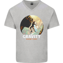 Rock Climbing Gravity Doesnt Exist Funny Climber Mens V-Neck Cotton T-Shirt Sports Grey