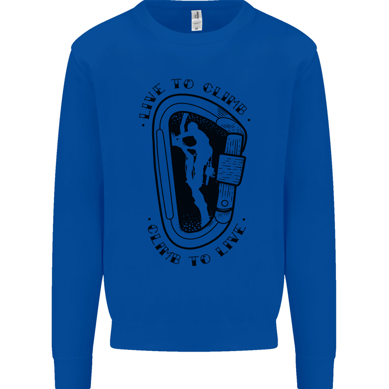 Rock Climbing Live to Climb  Climber Kids Sweatshirt Jumper Royal Blue