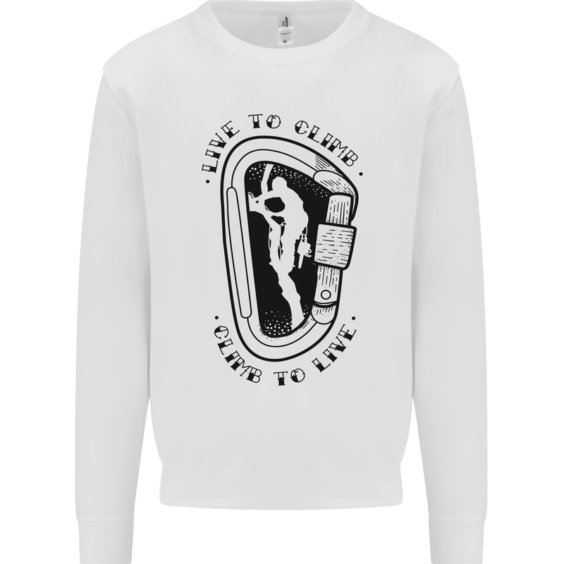 Rock Climbing Live to Climb  Climber Kids Sweatshirt Jumper White