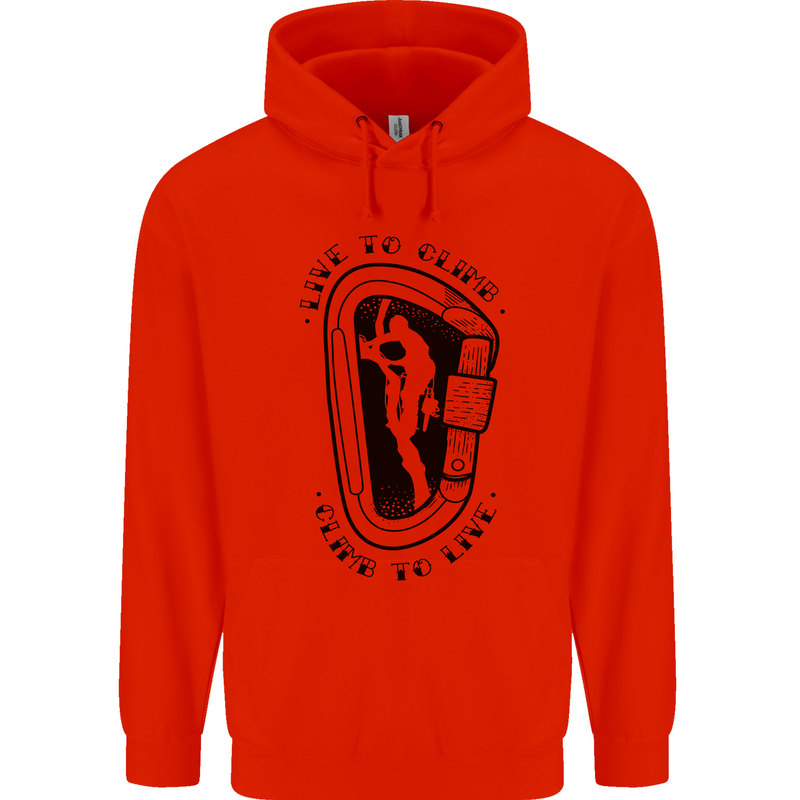 Rock Climbing Live to Climb  Climber Mens 80% Cotton Hoodie Bright Red