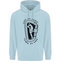 Rock Climbing Live to Climb  Climber Mens 80% Cotton Hoodie Light Blue