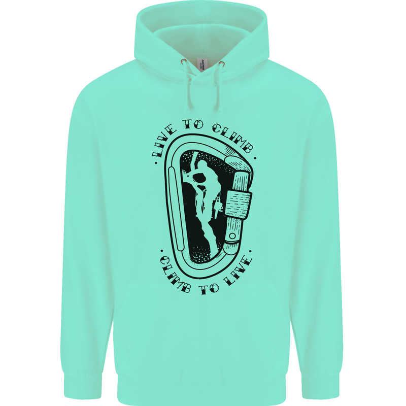 Rock Climbing Live to Climb  Climber Mens 80% Cotton Hoodie Peppermint
