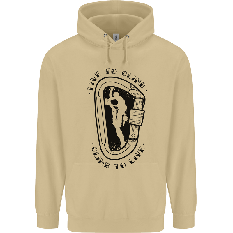Rock Climbing Live to Climb  Climber Mens 80% Cotton Hoodie Sand