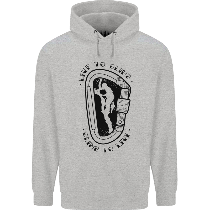 Rock Climbing Live to Climb  Climber Mens 80% Cotton Hoodie Sports Grey