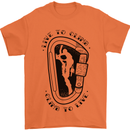 Rock Climbing Live to Climb  Climber Mens T-Shirt 100% Cotton Orange