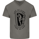 Rock Climbing Live to Climb  Climber Mens V-Neck Cotton T-Shirt Charcoal