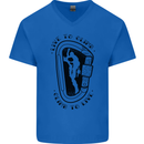 Rock Climbing Live to Climb  Climber Mens V-Neck Cotton T-Shirt Royal Blue