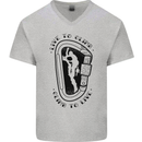 Rock Climbing Live to Climb  Climber Mens V-Neck Cotton T-Shirt Sports Grey