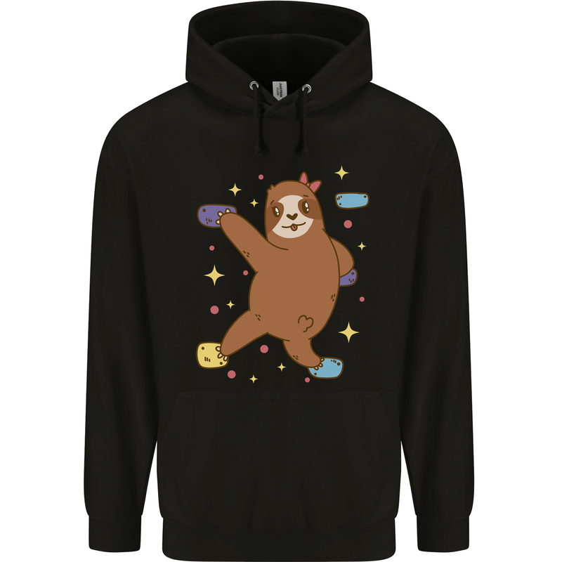 Rock Climbing Sloth Climber Childrens Kids Hoodie Black