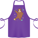 Rock Climbing Sloth Climber Cotton Apron 100% Organic Purple