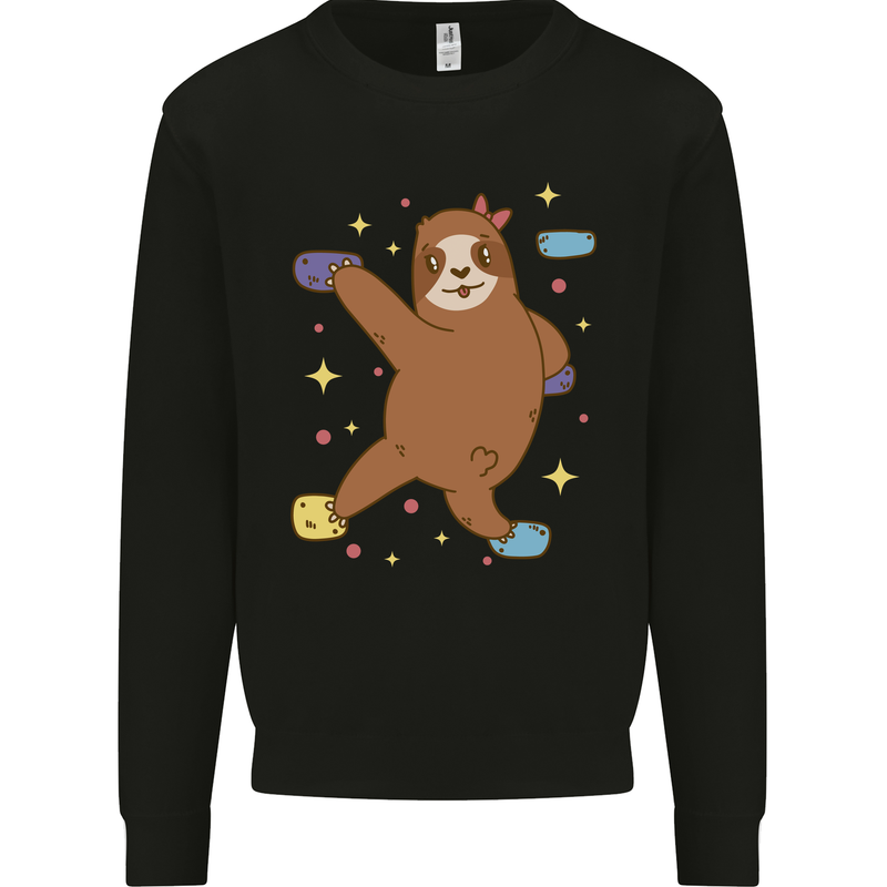 Rock Climbing Sloth Climber Kids Sweatshirt Jumper Black