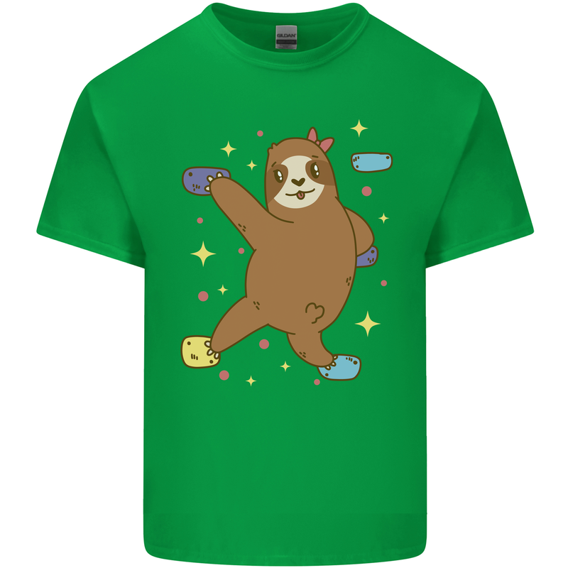 Rock Climbing Sloth Climber Kids T-Shirt Childrens Irish Green
