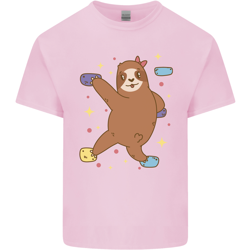 Rock Climbing Sloth Climber Kids T-Shirt Childrens Light Pink