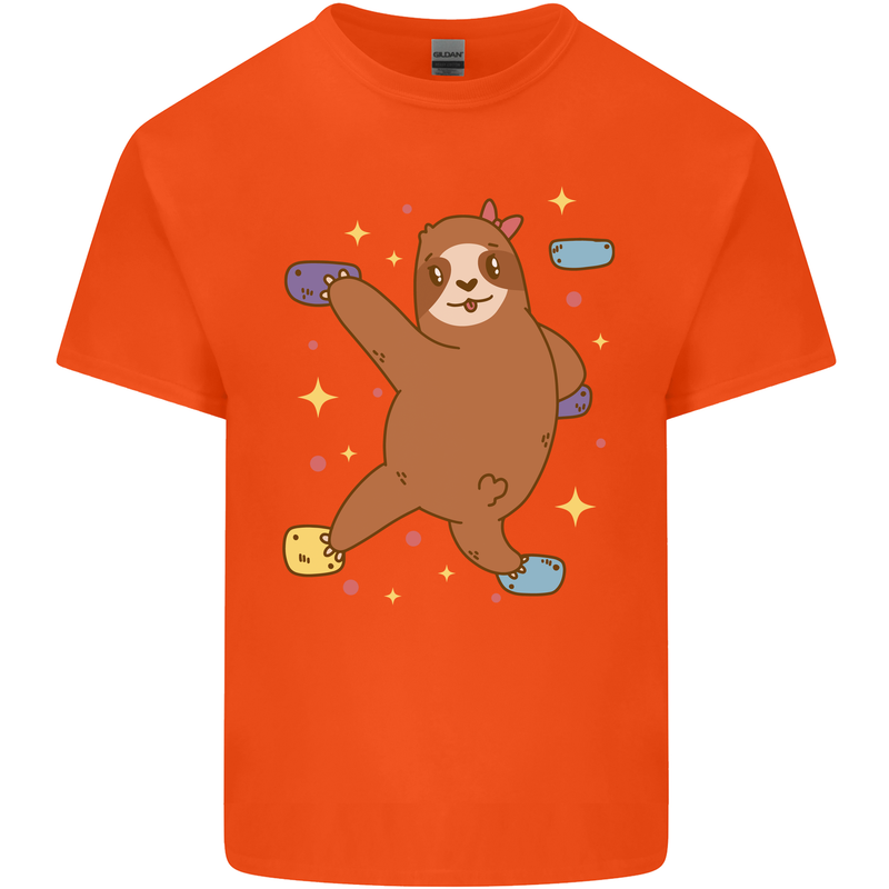 Rock Climbing Sloth Climber Kids T-Shirt Childrens Orange