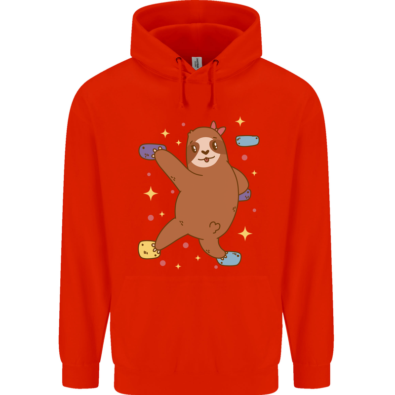 Rock Climbing Sloth Climber Mens 80% Cotton Hoodie Bright Red