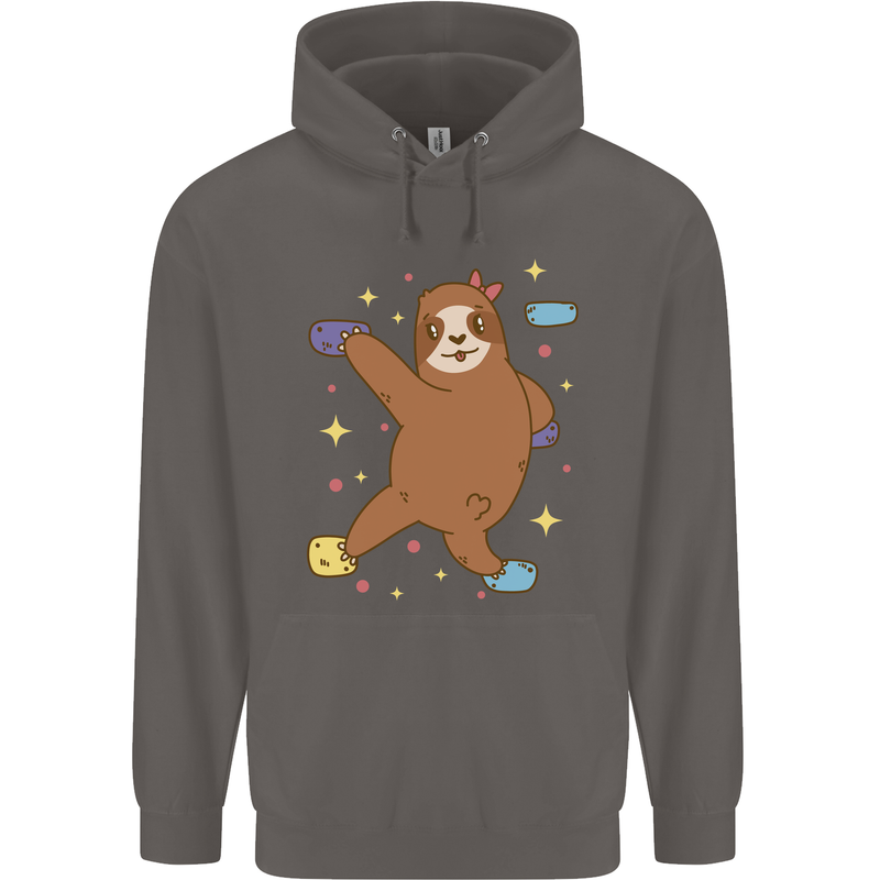 Rock Climbing Sloth Climber Mens 80% Cotton Hoodie Charcoal