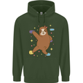 Rock Climbing Sloth Climber Mens 80% Cotton Hoodie Forest Green