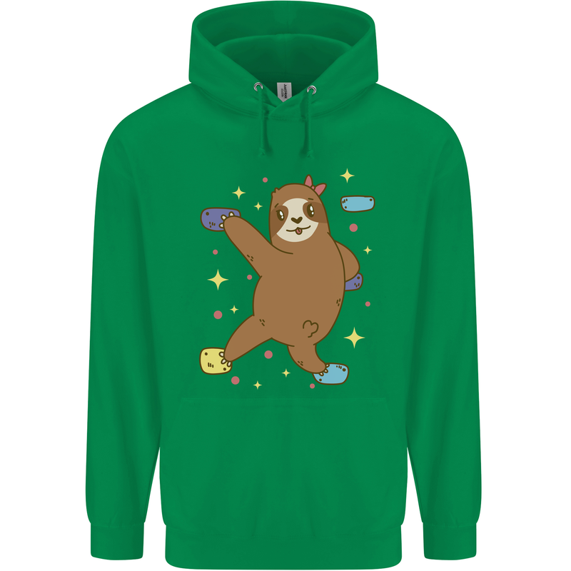 Rock Climbing Sloth Climber Mens 80% Cotton Hoodie Irish Green