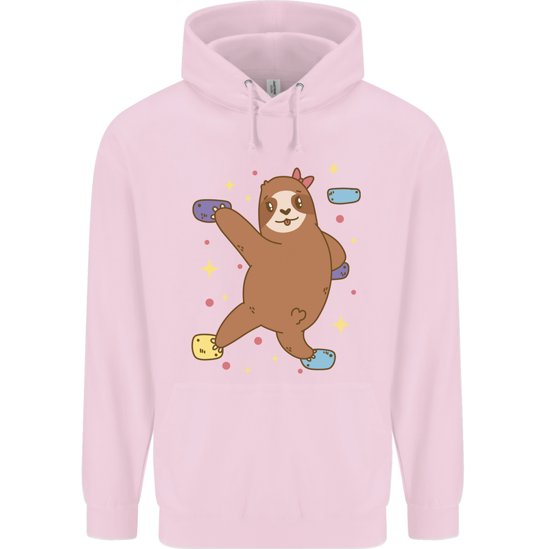 Rock Climbing Sloth Climber Mens 80% Cotton Hoodie Light Pink
