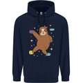 Rock Climbing Sloth Climber Mens 80% Cotton Hoodie Navy Blue
