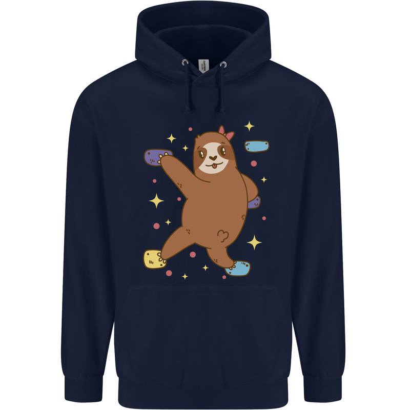 Rock Climbing Sloth Climber Mens 80% Cotton Hoodie Navy Blue
