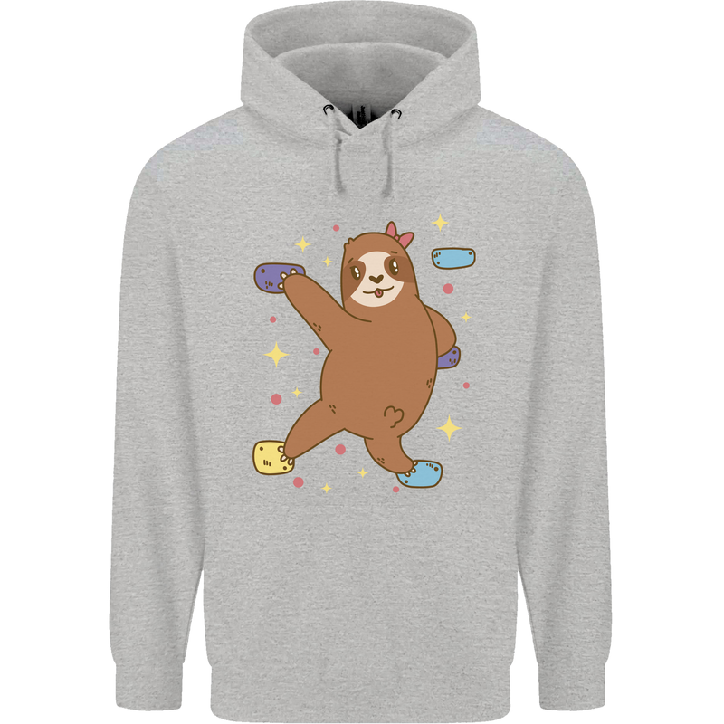 Rock Climbing Sloth Climber Mens 80% Cotton Hoodie Sports Grey
