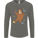 Rock Climbing Sloth Climber Mens Long Sleeve T-Shirt Charcoal