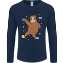 Rock Climbing Sloth Climber Mens Long Sleeve T-Shirt Navy Blue