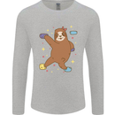 Rock Climbing Sloth Climber Mens Long Sleeve T-Shirt Sports Grey