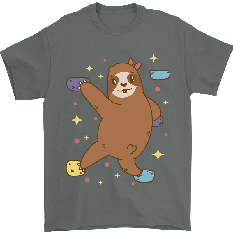 Rock Climbing Sloth Climber Mens T-Shirt 100% Cotton Charcoal